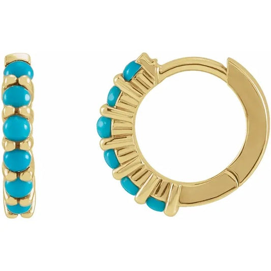 14K Gold Natural Turquoise Earrings