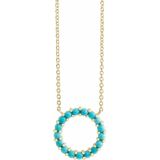 14K Gold Natural Turquoise Necklace