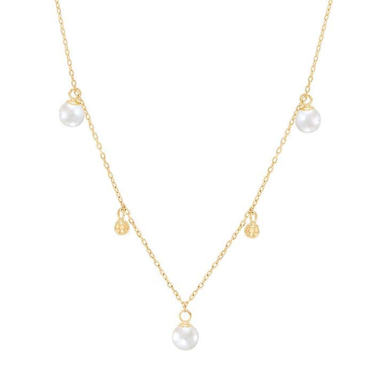 14K Yellow Gold Bead & Pearl-Set Necklace